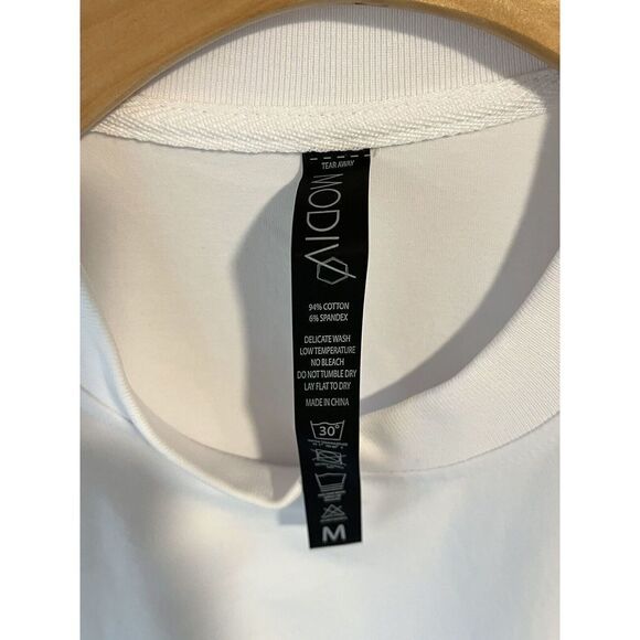 Modiv Shirt Short Sleeve Performance Tee Mens Medium White Block Logo Activewear - Picture 5 of 11
